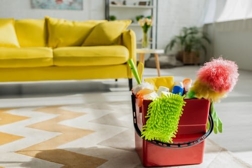 Bright Lancaster living room kept spotless by a recurring home cleaning service